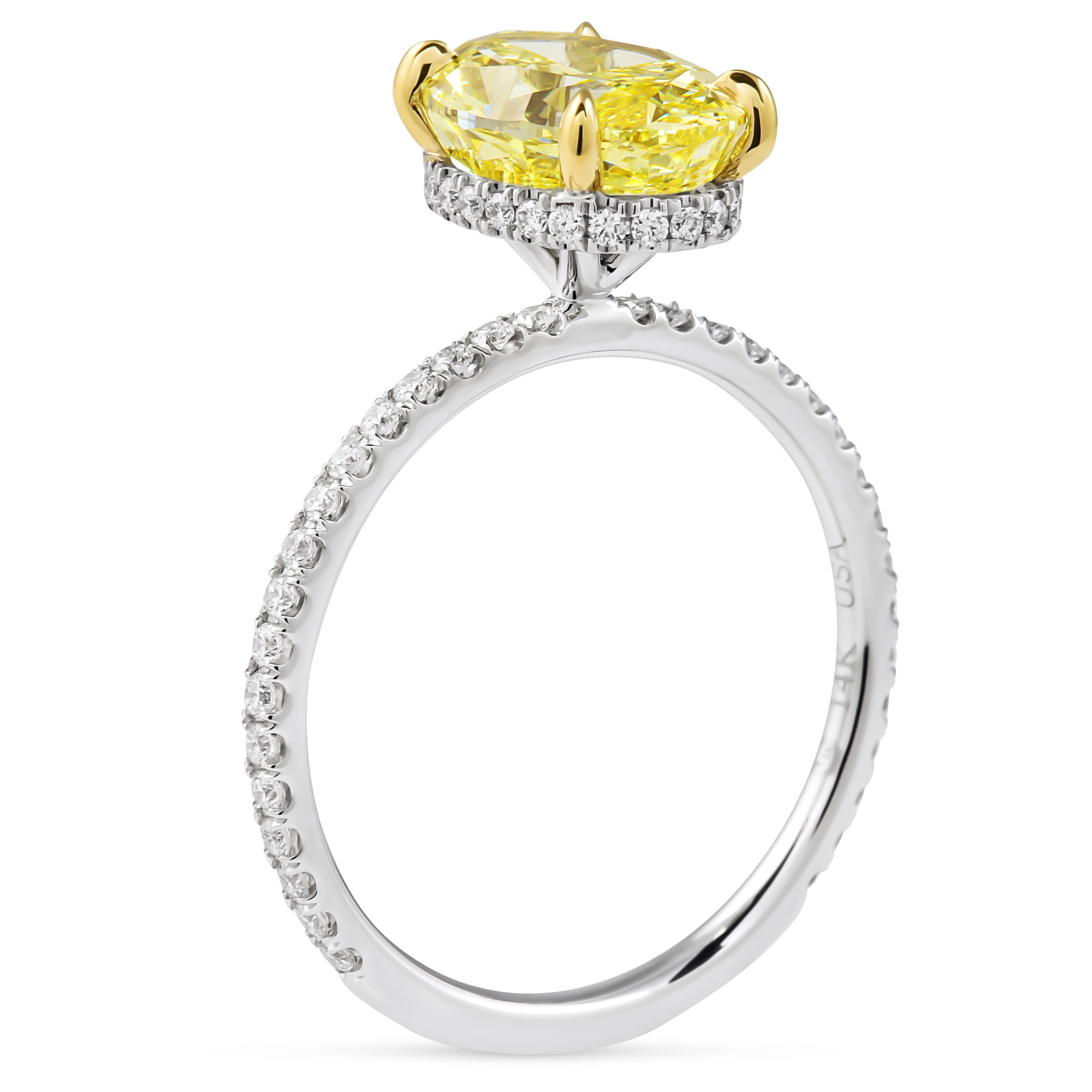 2.61 carat Oval Yellow Lab Diamond Signature Wrap Ring flat