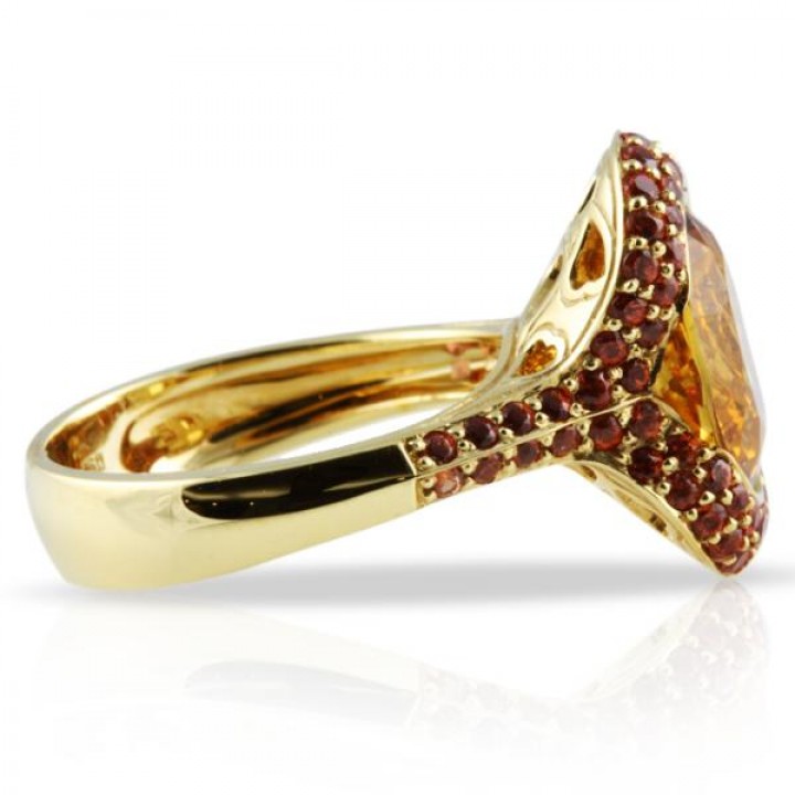 CITRINE AND SAPPHIRE 18K YELLOW GOLD RING