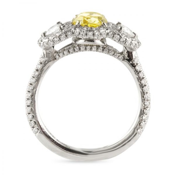 1.11 carat Fancy Yellow Oval Shape Diamond Platinum Engagement Ring