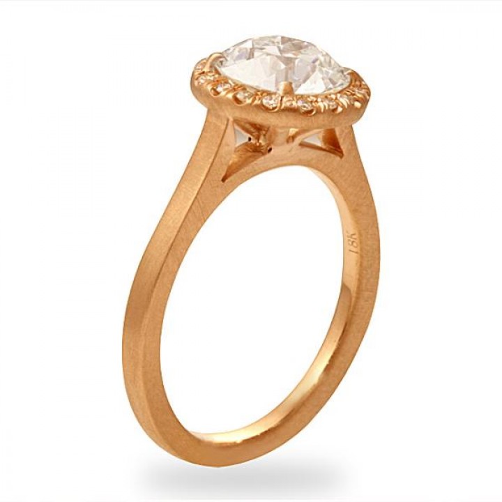 1.73 ct Old European Cut 18K Rose Gold Engagement Ring