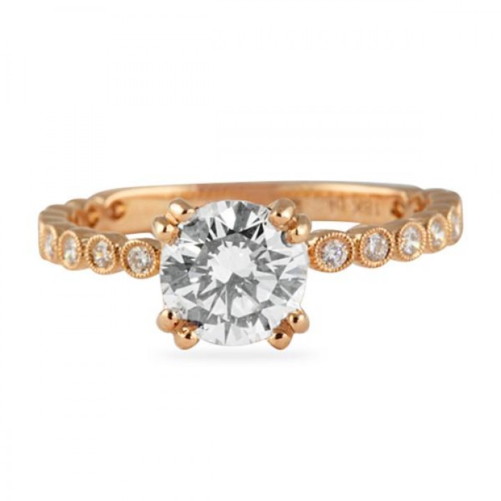 1.01 carat Round Diamond Rose Gold Retro Engagement Ring