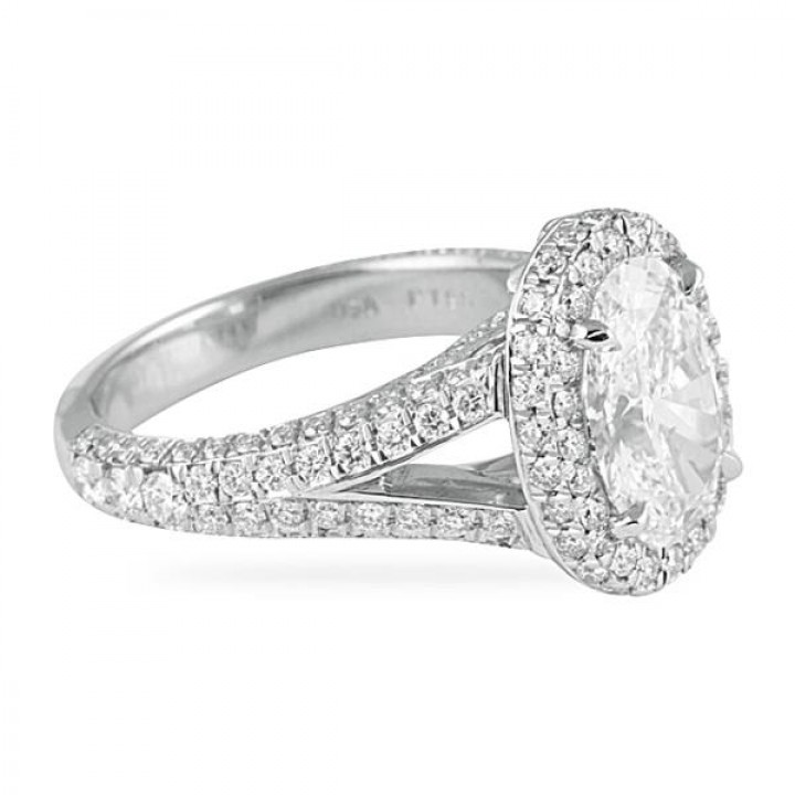 2.10 ct Oval Diamond Platinum Engagement Ring