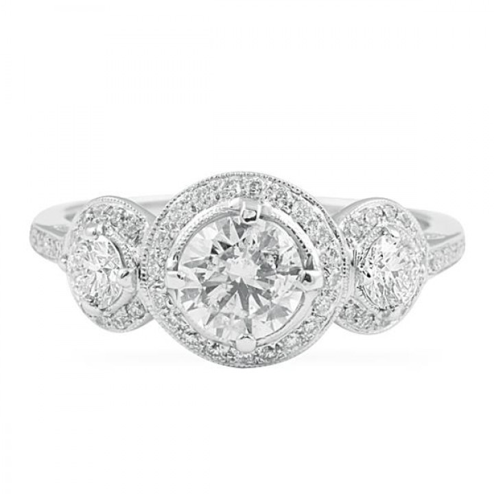 .76 carat Round Diamond 18K White Gold Engagement Ring
