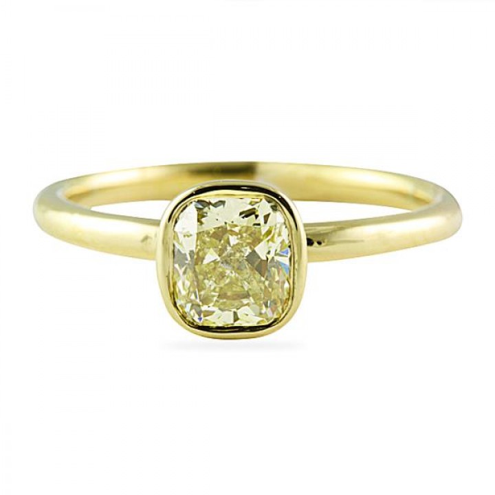 1.00 carat Cushion Cut Yellow Diamond Engagement Ring
