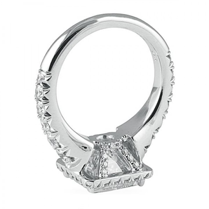 3.50 carat Princess Cut Diamond Halo Engagement Ring angle