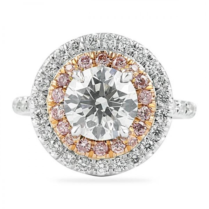 1.20 carat Round Diamond Double Halo Engagement Ring flat
