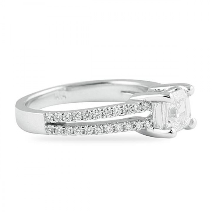 0.90 ct Asscher Cut Diamond White Gold Engagement Ring