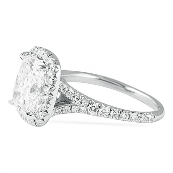 2.80 Carat Cushion Cut Platinum Engagement Ring
