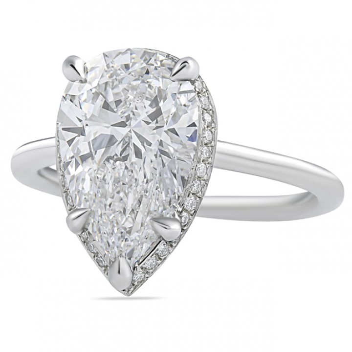 Pear Diamond Double Halo Engagement Ring