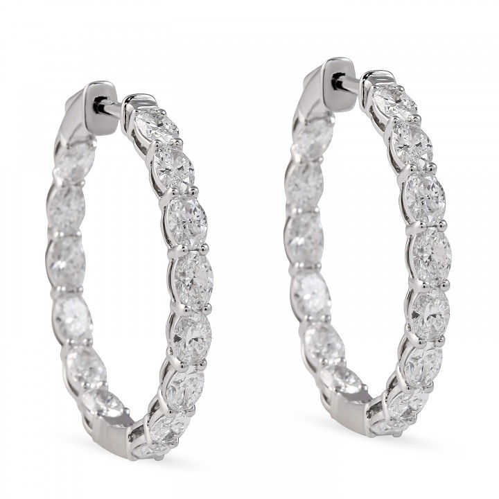 3.1 carat Oval Shape Lab Diamond In-Out Hoop Earrings front