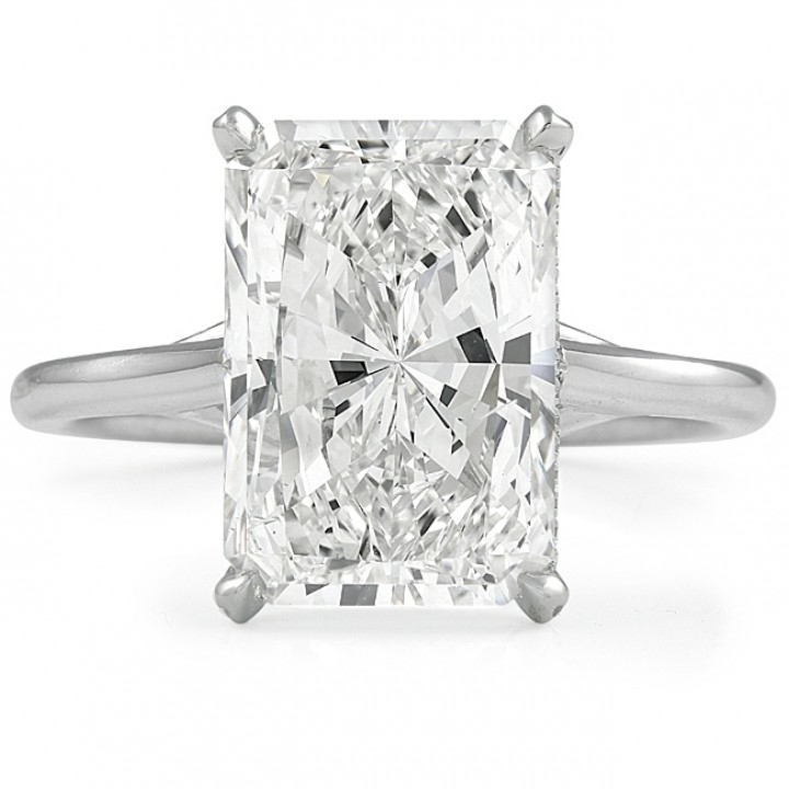 5 carat Radiant Cut Diamond Solitaire Engagement Ring flat