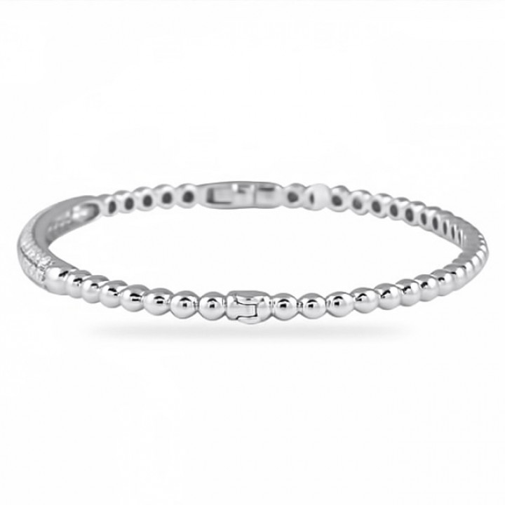 Diamond 18k White Gold Bangle Bracelet front
