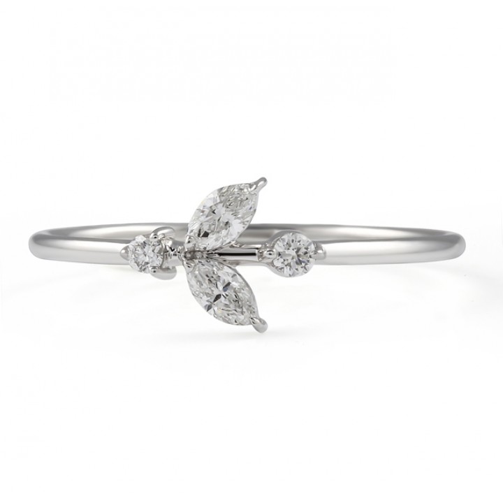 Dainty Marquise and Round Flower Ring flat