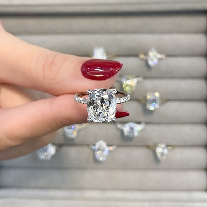 4.56 carat Antique Cushion Lab Diamond Engagement Ring flat