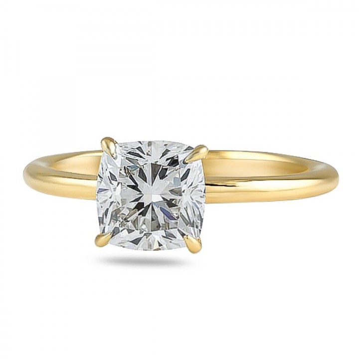 1.60ct Cushion Cut Diamond Yellow Gold Solitaire Engagement Ring top