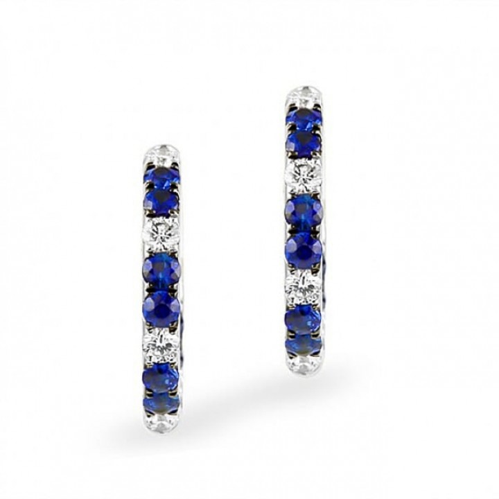 Sapphire & Diamond Earrings in 18K White Gold profile