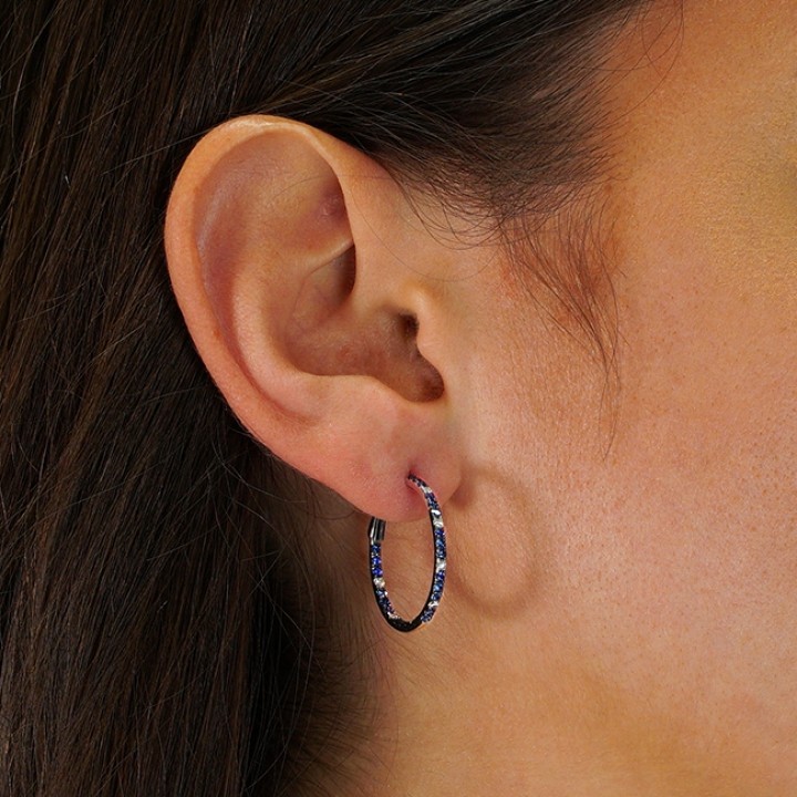 Inside-Out Diamond & Sapphire Hoop Earrings