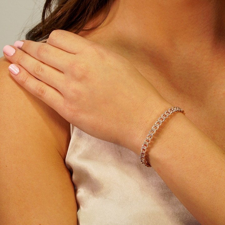 Diamond 18k Rose Gold Bangle Bracelet