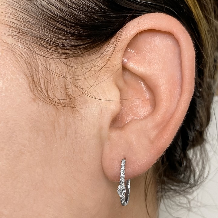 Marquise Diamond Huggie Earrings side