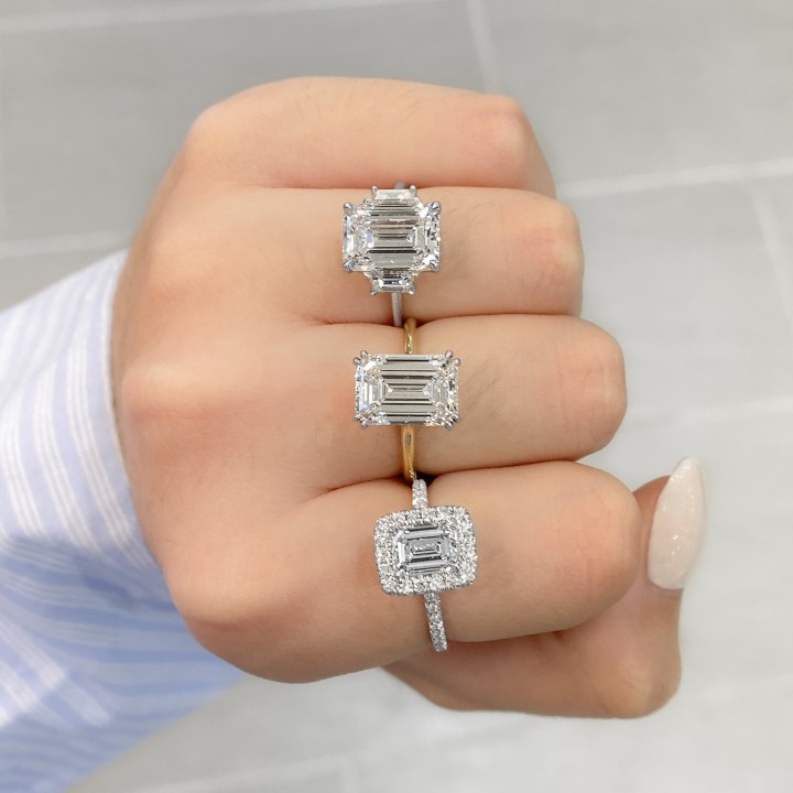 1.20 carat Emerald Cut Diamond Halo Engagement Ring flat