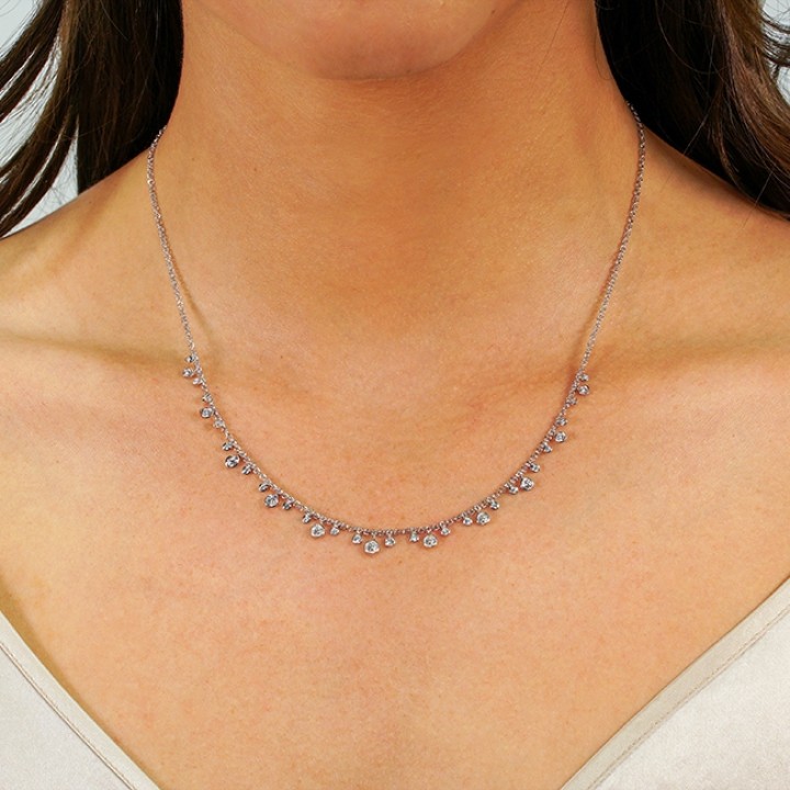Dangling Bezel Set Diamond Necklace