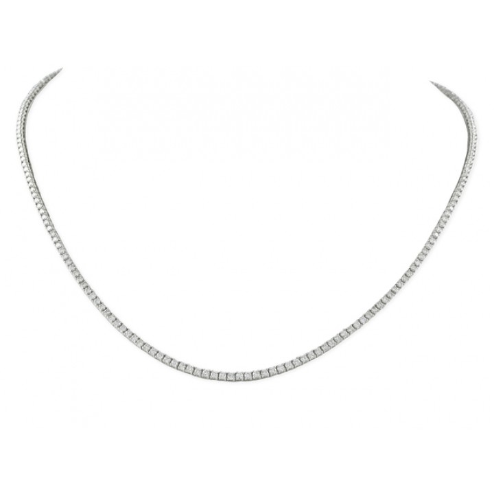9.56CT T.W 3-Prong Diamond Tennis Necklace in 14k White Gold – Gem Jewelers  Co.