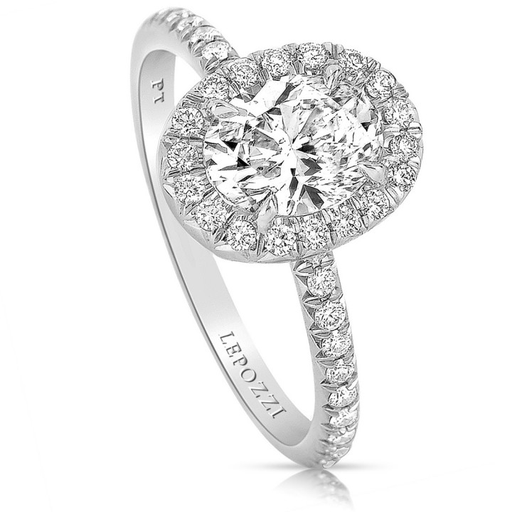 0.80 carat Oval Diamond Halo Engagement Ring angle