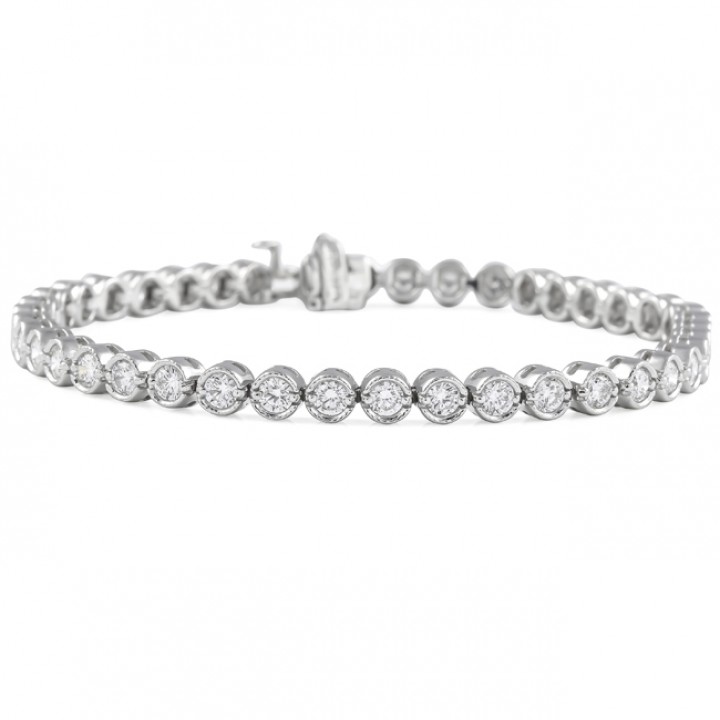4 carat Lab-Grown Diamond Bezel Set Tennis Bracelet flat