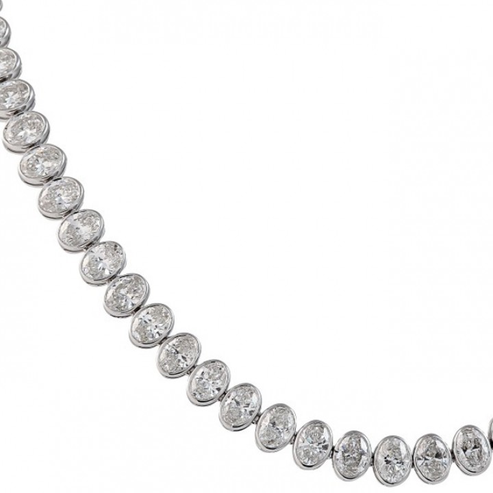 22.4 carat TW Oval Lab Diamond Bezel Set Tennis Necklace
