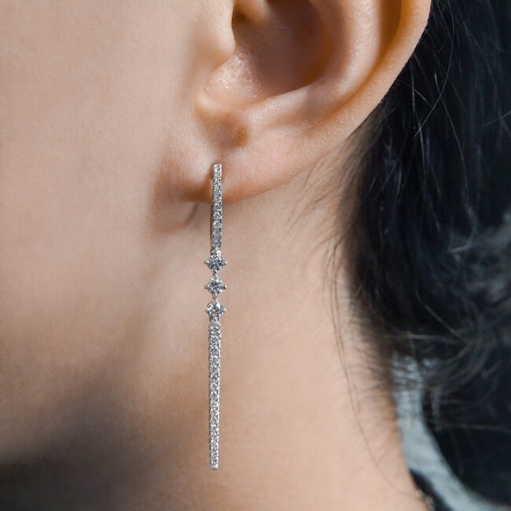 Long Diamond Drop Earrings