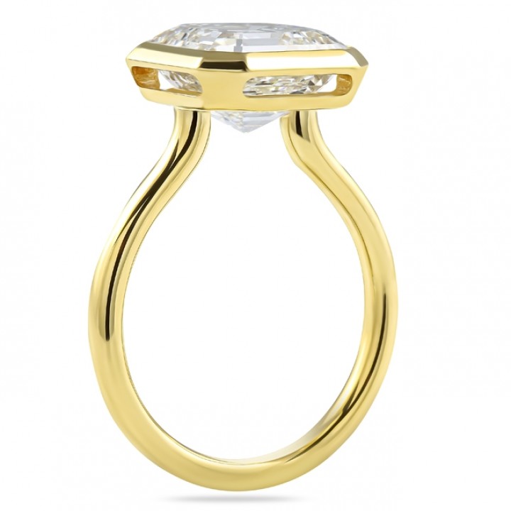 4.43 carat Asscher Cut Lab Diamond Bezel Set Ring flat