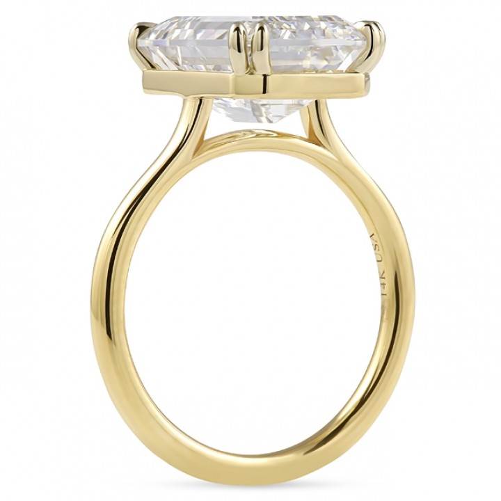 6.04 carat Emerald Cut Lab Diamond Solitaire Ring flat