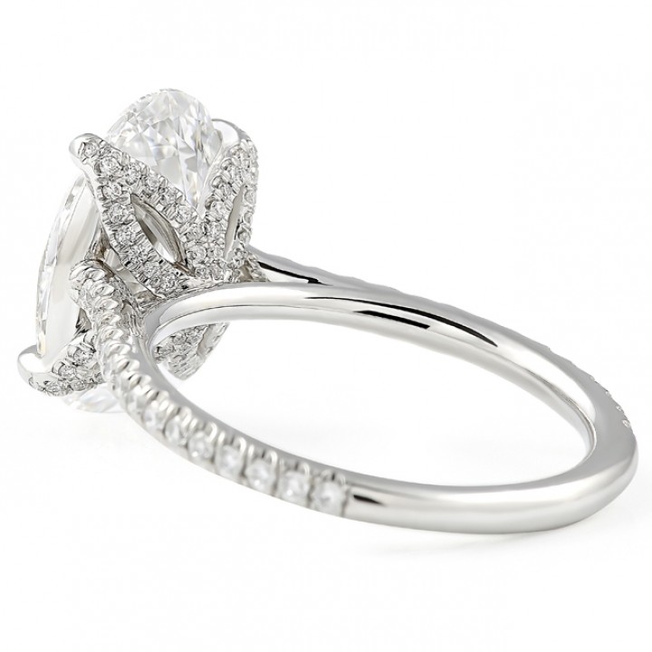 4.02 carat Oval Shape Lab Diamond Lotus Engagement Ring back