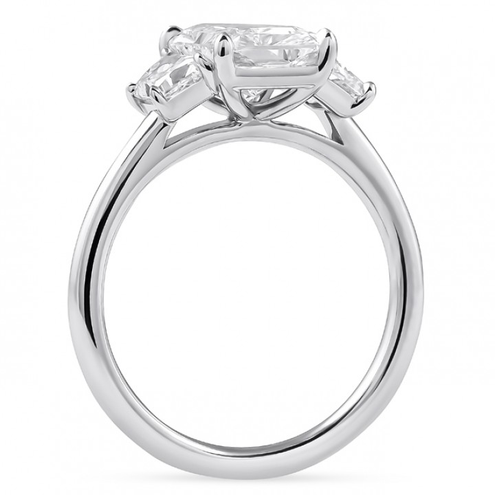 2.08 carat Radiant Cut Lab Diamond Three-Stone Engagement Ring flat