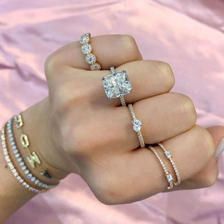 5.21 carat Cushion Cut Diamond Signature Wrap Engagement Ring flat
