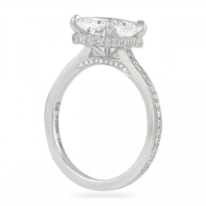 Radiant Cut Moissanite Bezel Wrap Engagement Ring