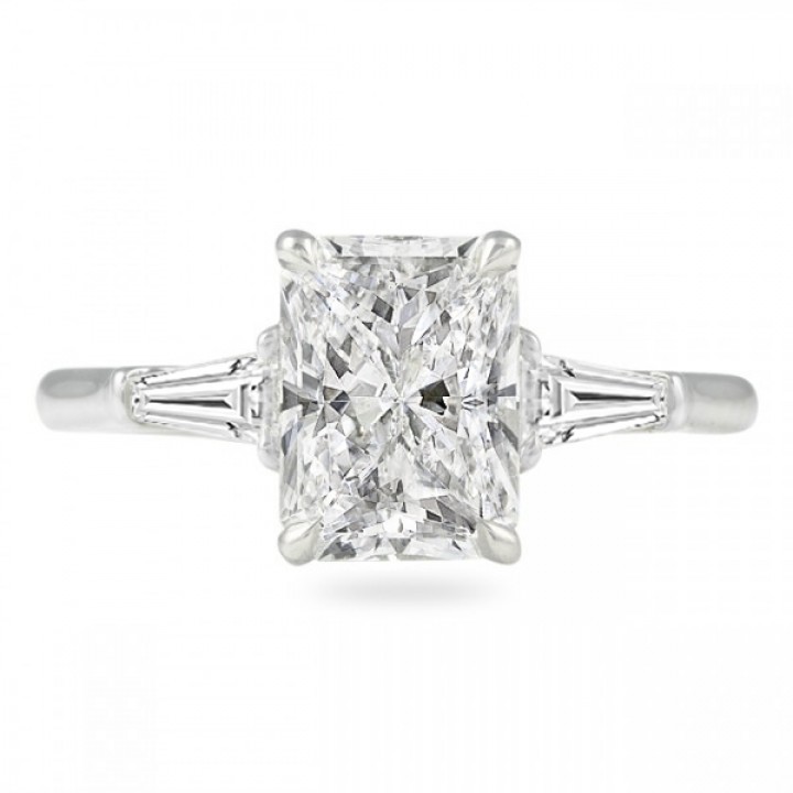 2.01 carat Radiant Cut Diamond Three-Stone Engagement Ring flat