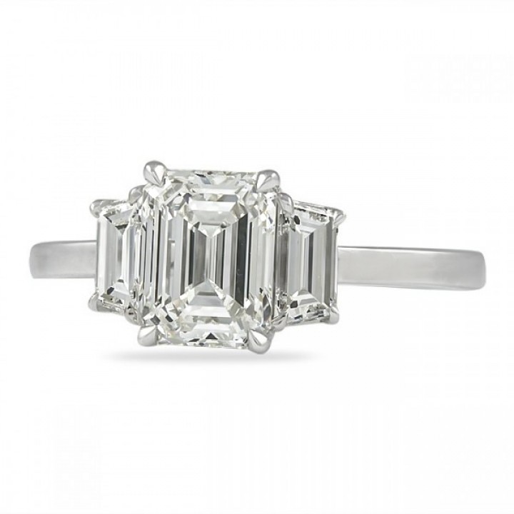 1.40ct Emerald Cut Diamond Three-Stone Ring flat