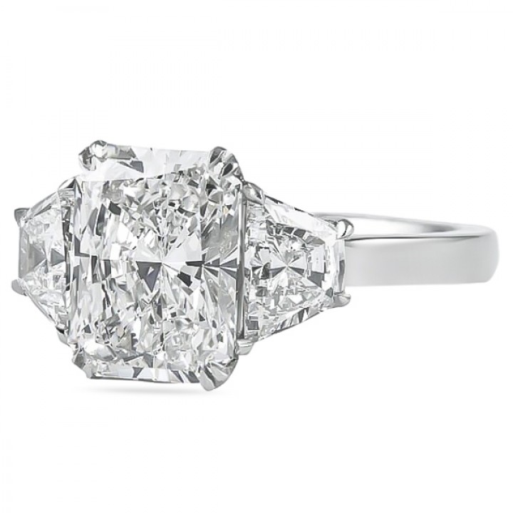 2.60 carat Radiant Cut Diamond Three-Stone Engagement Ring flat