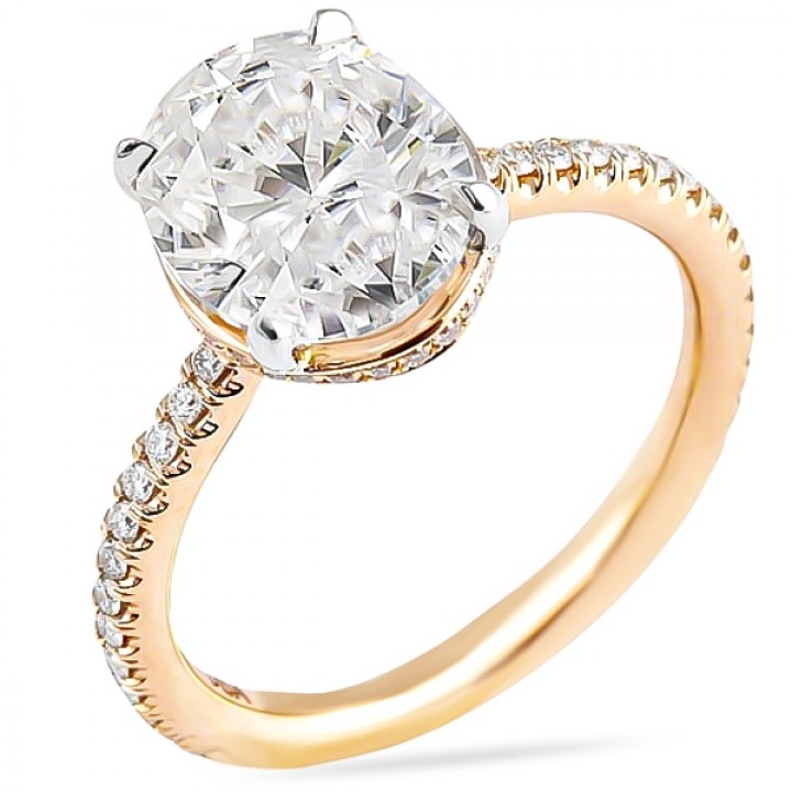Oval Moissanite Rose Gold Invisible Gallery™ Engagement Ring lifestyle