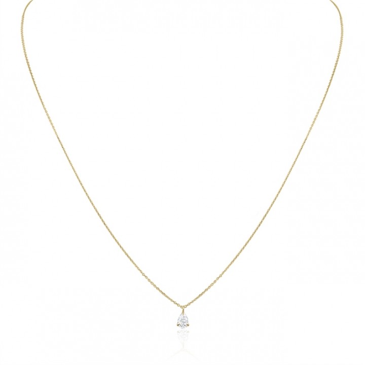 Solitaire Pear Shape Pendant yellow gold