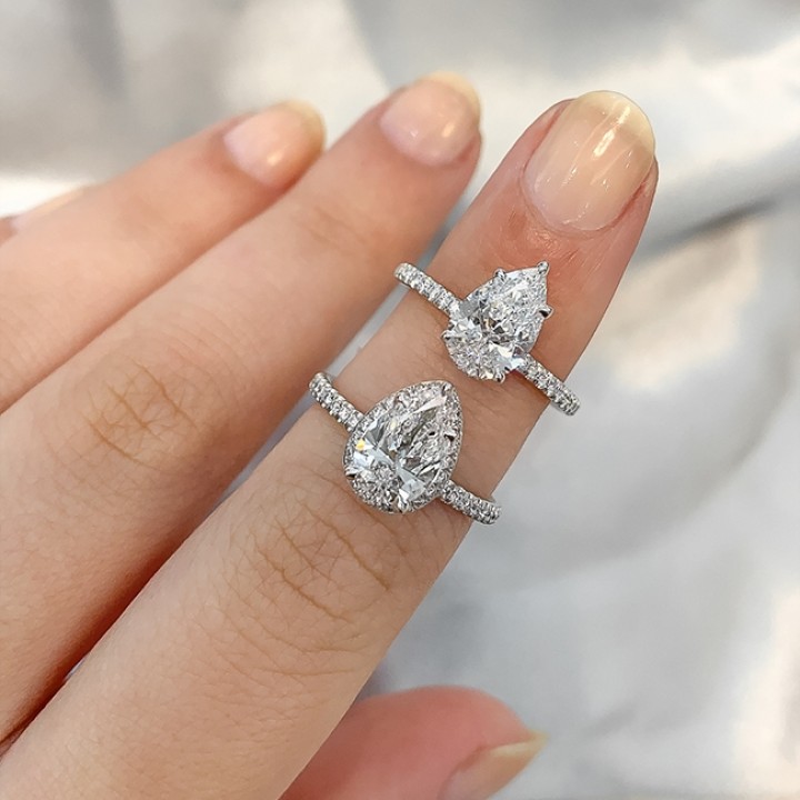 1.35 carat Pear Shape Diamond Double Signature Wrap Ring profile view