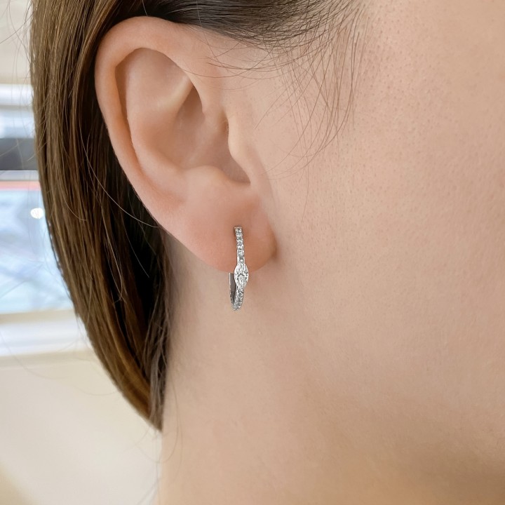 Marquise Diamond Huggie Earrings side