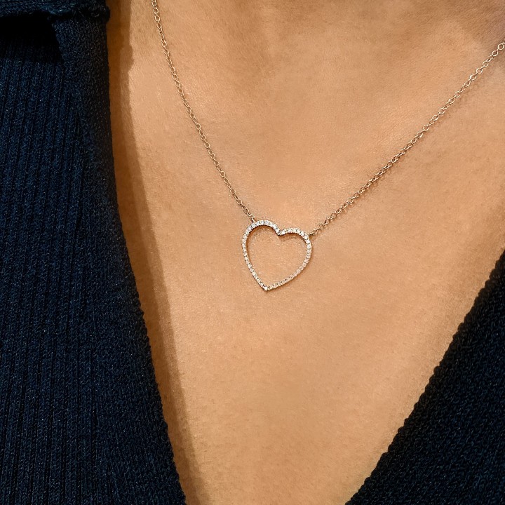 Diamond 18k Rose Gold Heart Pendant Necklace