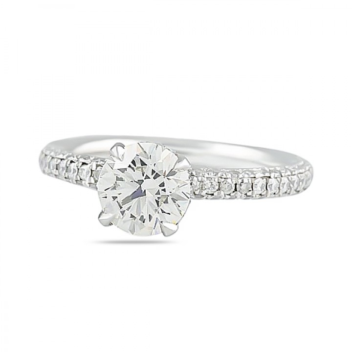 1.01ct Round Diamond Three-Row Band Engagement Ring flat
