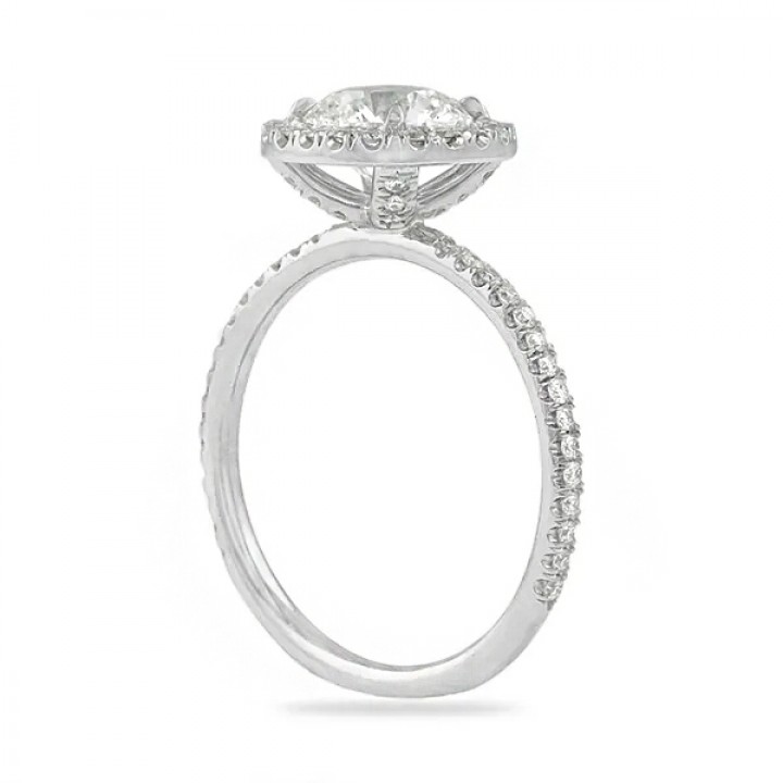 1.30ct Round Diamond Classic Halo Engagement Ring flat