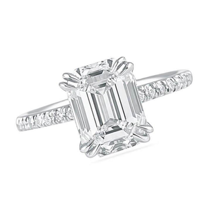 2.20 Carat Emerald Cut Diamond Engagement Ring angle