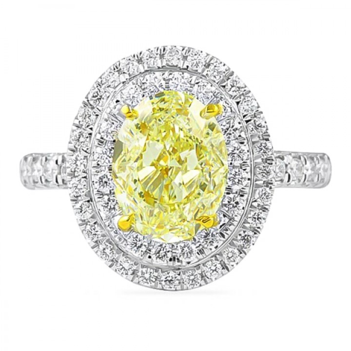 2.22 Carat Yellow Diamond Engagement Ring flat