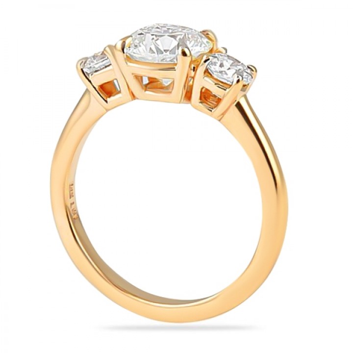 1.20 Carat Round Diamond Rose Gold Three-Stone Engagement Ring flat