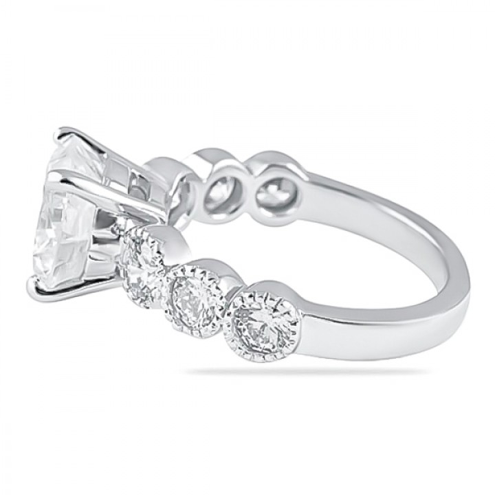 2.50ct Round Diamond Bezel-Set Band Engagement Ring flat